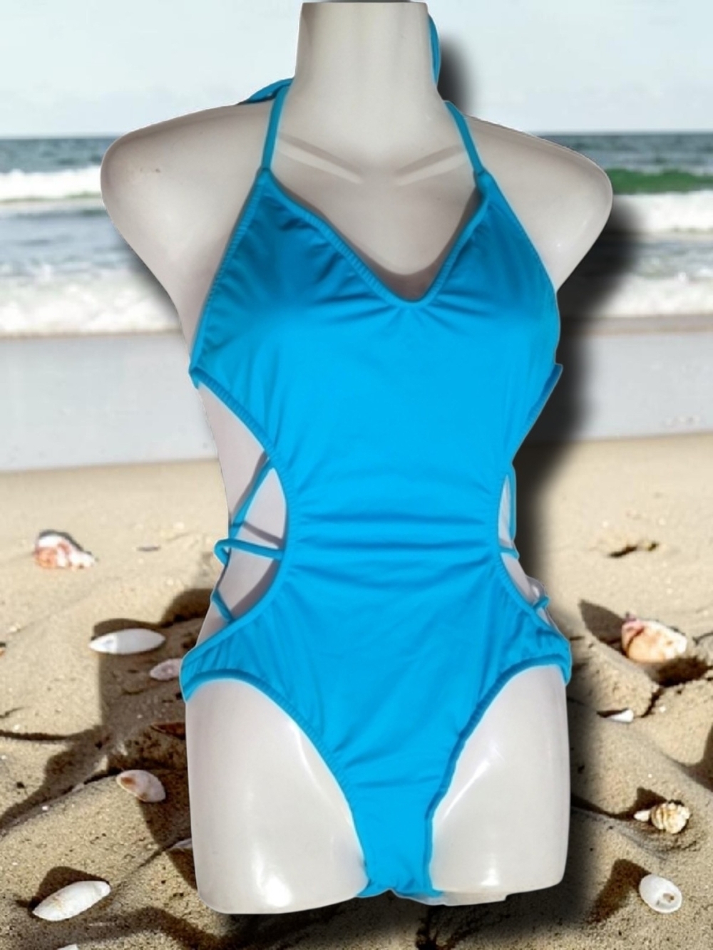 VENUS - Size 6 Aqua Blue Sensual One-Piece Swimsuit